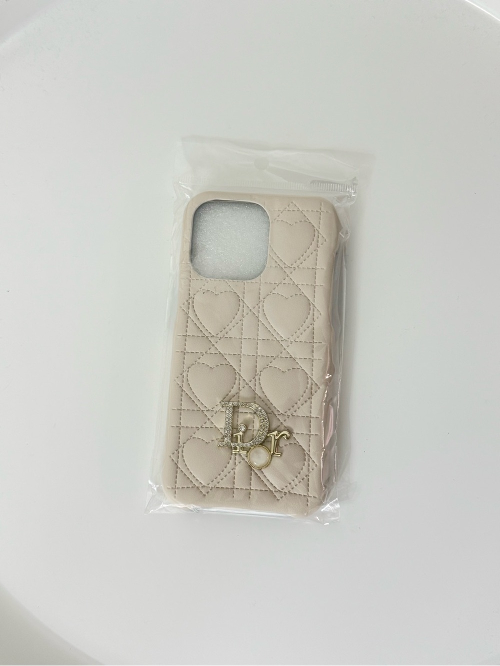 NIP iPhone 14 Pro Max Quilted Heart Phone Case Rhinestone Charm